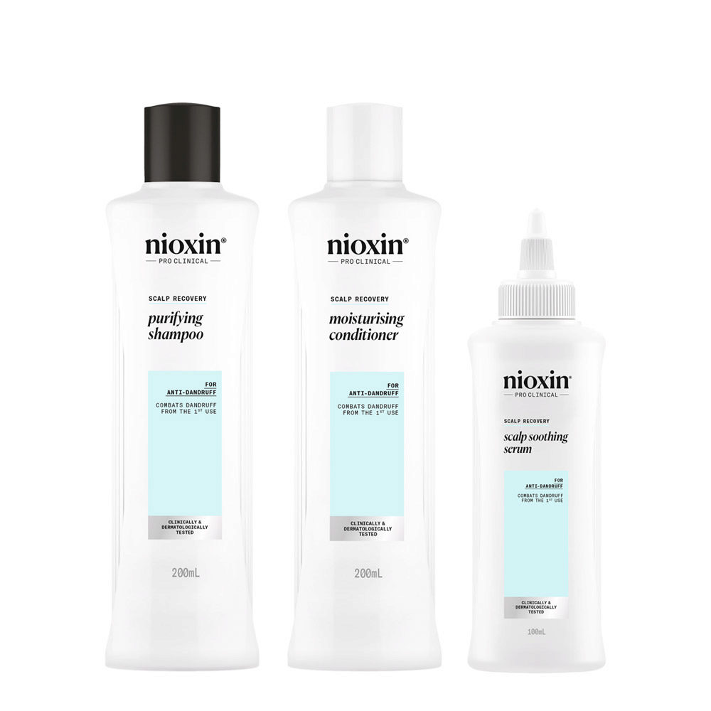 Nioxin Scalp Recovery Kit Trifasico Shampoo 200ml Conditioner 200ml Serum 100ml - Anti-Schuppen-Set