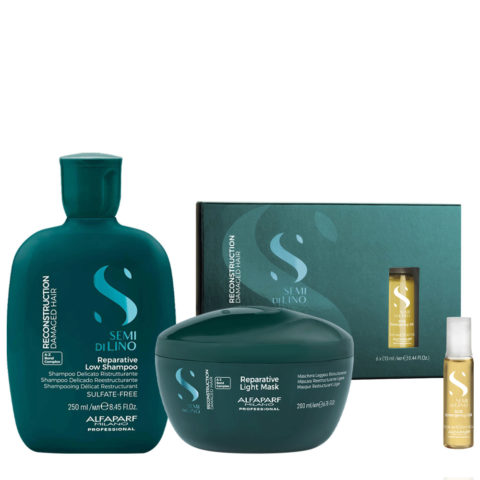 Semi di Lino Reconstruction Reparative Low Shampoo 250ml Light Mask 200ml Oil 6x13ml