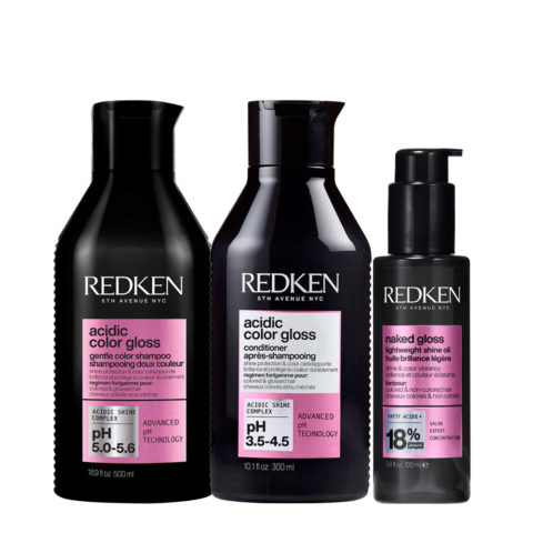Acidic Color Gloss Shampoo 300ml Conditioner 300ml Naked Gloss Oil 100ml