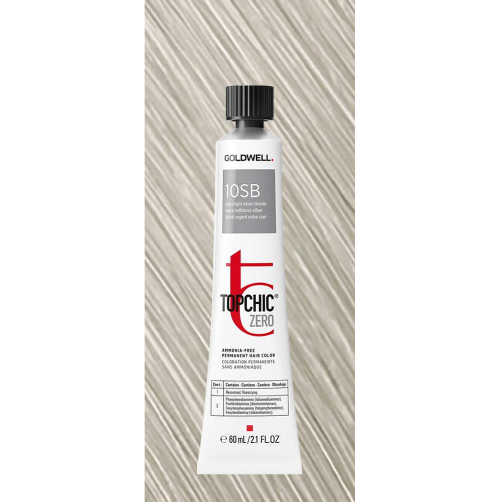 10SB Topchic Zero Cool Blondes Extra Light Silver Blonde Tb 60ml -  Permanente Farbe ohne Ammoniak